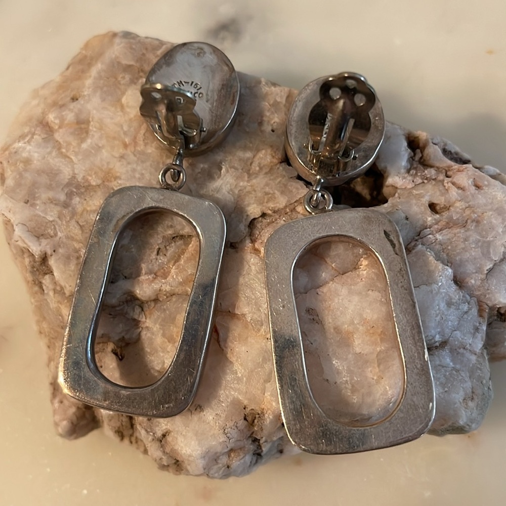 Sterling Silver Squared Oval Clip-On Earrings - image 7